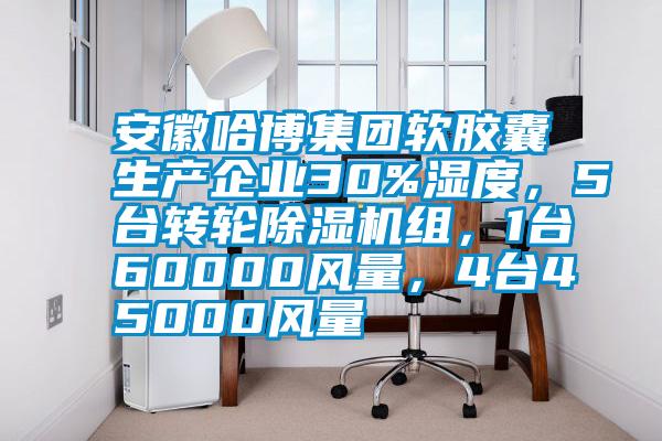 安徽哈博集團(tuán)軟膠囊生產(chǎn)企業(yè)30%濕度，5臺(tái)轉(zhuǎn)輪除濕機(jī)組，1臺(tái)60000風(fēng)量，4臺(tái)45000風(fēng)量